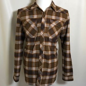 L.L. Bean L Large Men's Shirt Brown Plaid Button